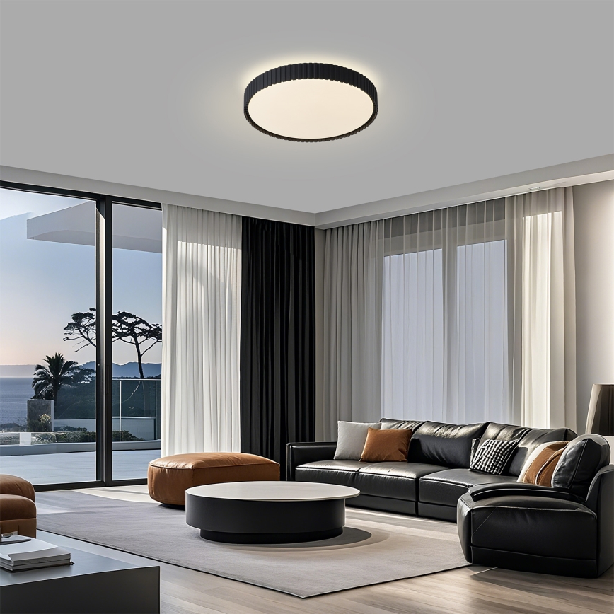 Brilagi - LED prigušiva plafonska svetiljka CORVO LED/54W/230V 3000-6000K crna prečnik 40 cm + daljinski upravljač