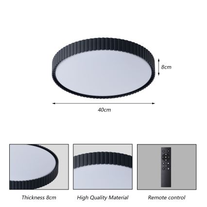 Brilagi - LED prigušiva plafonska svetiljka CORVO LED/54W/230V 3000-6000K crna prečnik 40 cm + daljinski upravljač