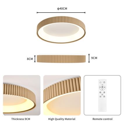Brilagi - LED prigušiva stropna svetiljka FALCON MODERN LED/30W/230V 3000-6500K prečnik 40 cm bež + daljinski upravljač