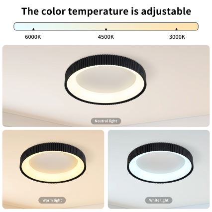 Brilagi - LED prigušivo plafonsko svetlo FALCON MODERN LED/30W/230V 3000-6500K prečnik 40 cm crna + daljinski upravljač