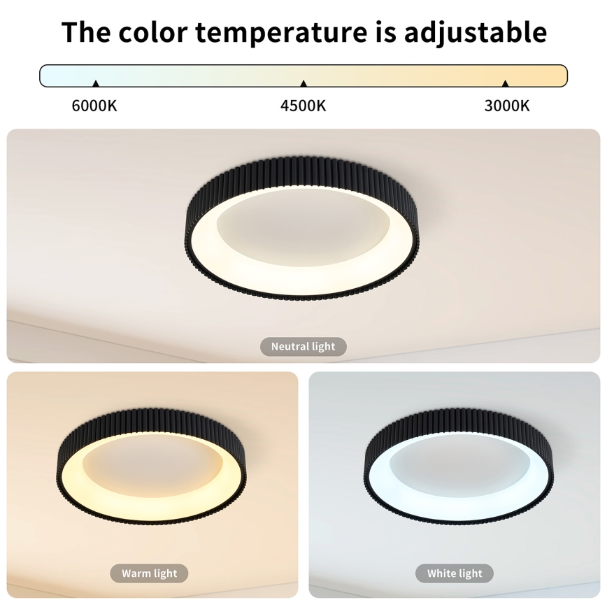 Brilagi - LED prigušivo plafonsko svetlo FALCON MODERN LED/30W/230V 3000-6500K prečnik 40 cm crna + daljinski upravljač