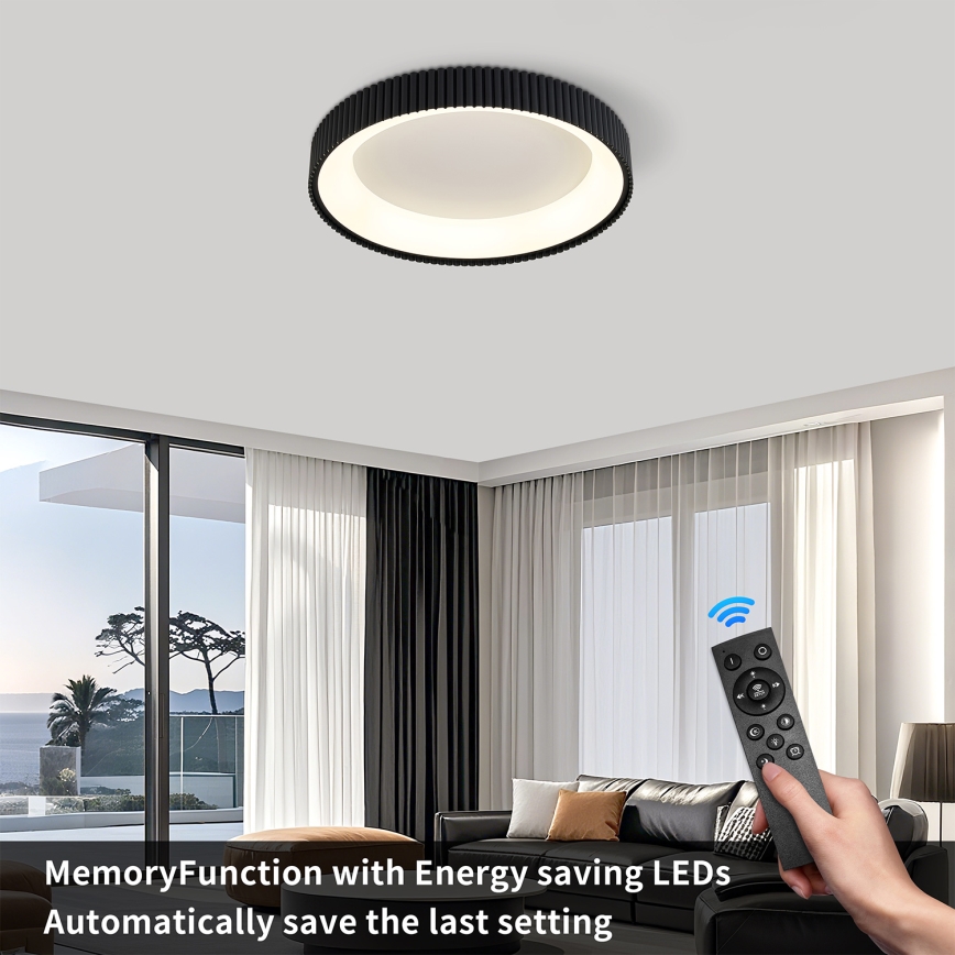 Brilagi - LED prigušivo plafonsko svetlo FALCON MODERN LED/30W/230V 3000-6500K prečnik 40 cm crna + daljinski upravljač