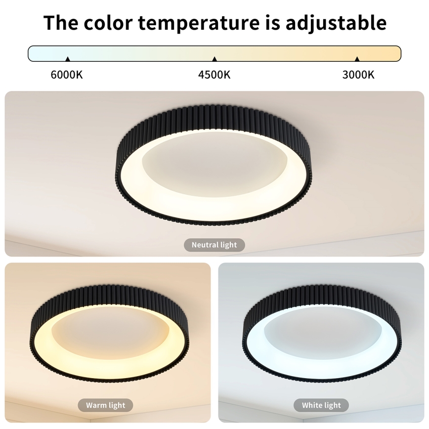 Brilagi - LED prigušiva stropna svetiljka FALCON MODERN LED/54W/230V 3000-6500K pr. 60 cm crna + daljinski upravljač