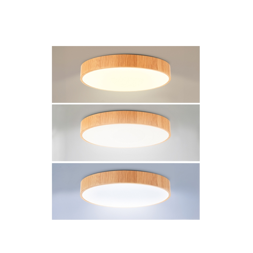Brilagi - LED prigušiva stropna svetiljka POOL LED/36W/230V 3000-6000K prečnik 30 cm dekor drveta + daljinski upravljač
