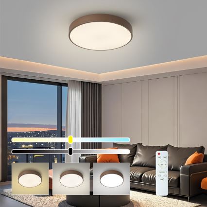 Brilagi - LED prigušiva plafonska svetiljka POOL LED/48W/230V 3000-6000K pr. 40 cm braon + daljinski upravljač