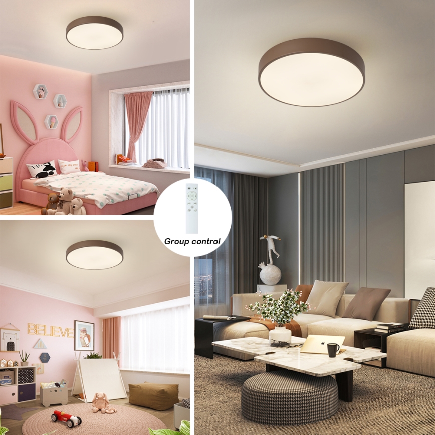Brilagi - LED prigušiva plafonska svetiljka POOL LED/48W/230V 3000-6000K pr. 40 cm braon + daljinski upravljač