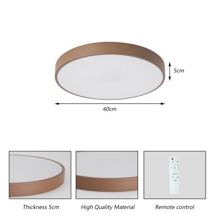 Brilagi - LED prigušiva plafonska svetiljka POOL LED/48W/230V 3000-6000K pr. 40 cm braon + daljinski upravljač
