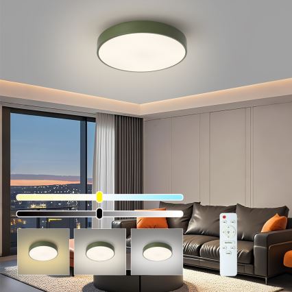 Brilagi - LED prigušiva stropna svetiljka POOL LED/48W/230V 3000-6000K prečnik 40 cm zelena + daljinski upravljač
