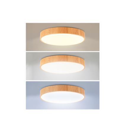 Brilagi - prigušiva LED stropna svetiljka POOL LED/50W/230V 3000-6000K prečnik 40 cm dekor drveta + daljinski upravljač