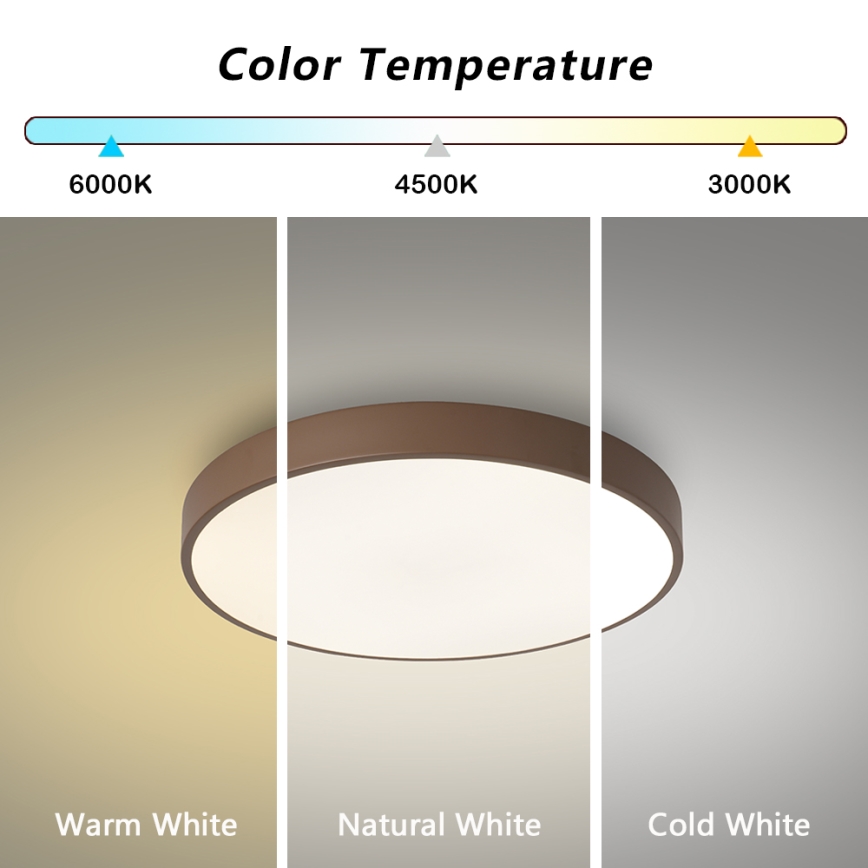 Brilagi - LED prigušiva plafonska svetiljka POOL LED/60W/230V 3000-6000K prečnik 50 cm braon + daljinski upravljač