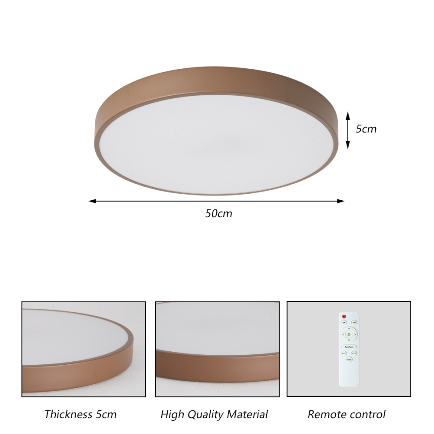Brilagi - LED prigušiva plafonska svetiljka POOL LED/60W/230V 3000-6000K prečnik 50 cm braon + daljinski upravljač