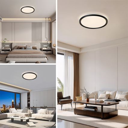 Brilagi - LED prigušiva stropna svetiljka RIVO LED/72W/230V 3000-6000K crna prečnik 50 cm + daljinski upravljač