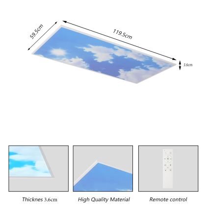 Brilagi - LED prigušiva stropno svetlo SLIMFRAME LED/80W/230V 120x60 cm 3000-6000K srebrna/plava + daljinski upravljač
