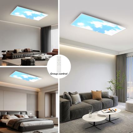 Brilagi - LED prigušiva stropno svetlo SLIMFRAME SKY LED/80W/230V 120x60 cm 3000-6000K srebrna/plava + daljinski upravljač