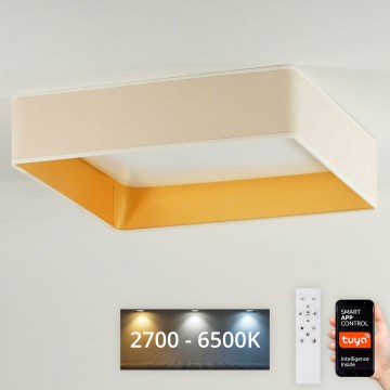 Brilagi - LED prigušiva stropno svetlo VELVET SQUARE SMART LED/36W/230V 60x60 cm 2700-6500K Wi-Fi Tuya + daljinski upravljač krem