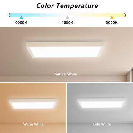 Brilagi - LED prigušiva stropna svetiljka za kupatilo FRAME SMART LED/30W/230V 30x60 cm 3000-6000K IP44 bela + daljinski upravljač