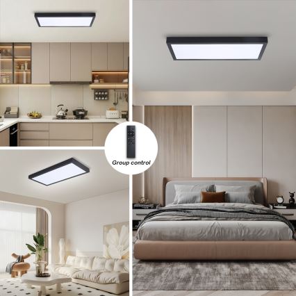 Brilagi - LED prigušiva plafonska svetiljka za kupatilo FRAME SMART LED/30W/230V 30x60 cm 3000-6000K IP44 crna + daljinski upravljač