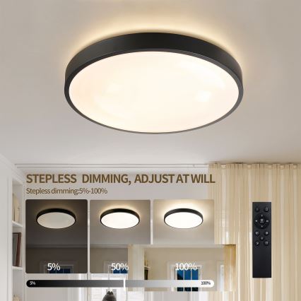 Brilagi - LED prigušiva plafonska lampa GLASS POOL DOUBLE LED/48W/230V 3000-6000K 40 cm crna + daljinski upravljač