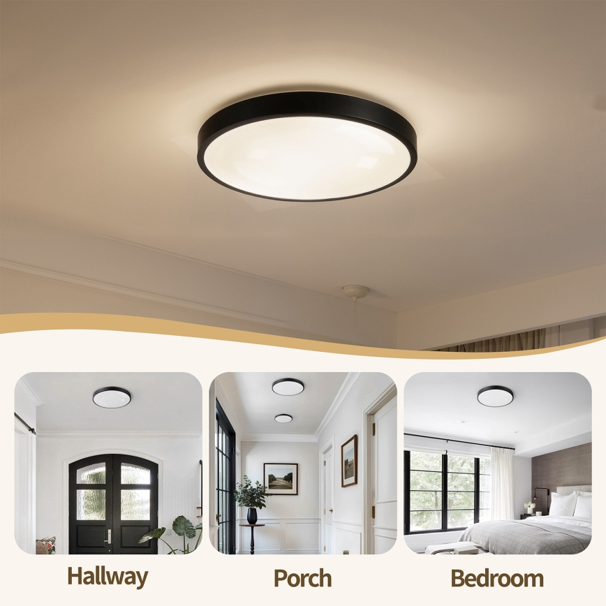 Brilagi - LED prigušiva plafonska lampa GLASS POOL DOUBLE LED/48W/230V 3000-6000K 40 cm crna + daljinski upravljač
