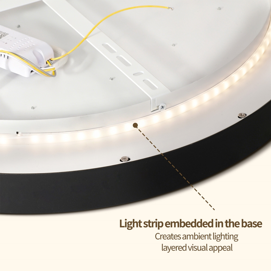 Brilagi - LED prigušiva plafonska lampa GLASS POOL DOUBLE LED/48W/230V 3000-6000K 40 cm crna + daljinski upravljač
