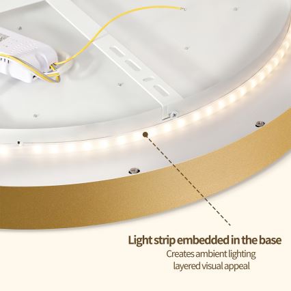 Brilagi - LED prigušiva stropna svetiljka GLASS POOL DOUBLE LED/48W/230V 3000-6000K 40 cm zlatna + daljinski upravljač