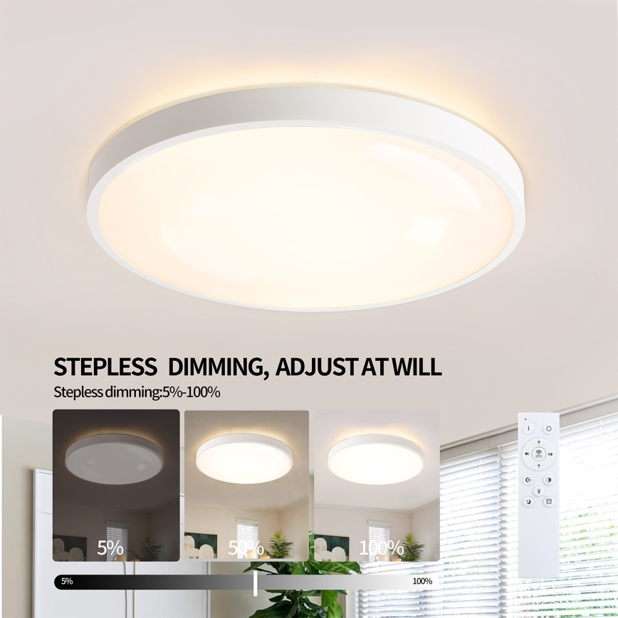 Brilagi - LED stropno svetlo GLASS POOL DOUBLE, prigušiva, LED/60W/230V 3000-6000K 50 cm belo + daljinski upravljač