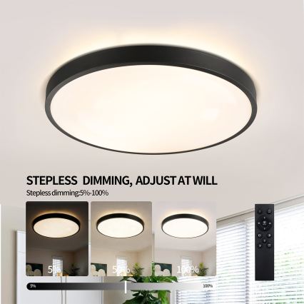 Brilagi - LED prigušiva stropna lampa GLASS POOL DOUBLE LED/60W/230V 3000-6000K 50 cm crna + daljinski upravljač