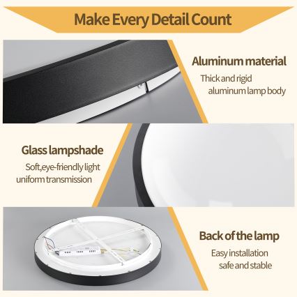 Brilagi - LED prigušiva stropna lampa GLASS POOL DOUBLE LED/60W/230V 3000-6000K 50 cm crna + daljinski upravljač