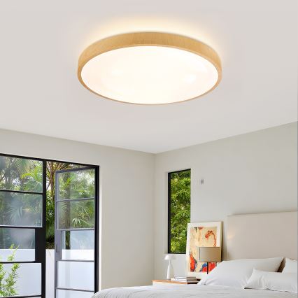 Brilagi - LED prigušiva stropna svetiljka GLASS POOL DOUBLE LED/60W/230V 3000-6000K 50 cm dekor drveta + daljinski upravljač