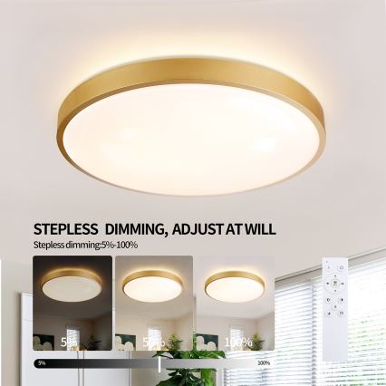 Brilagi - LED prigušiva plafonska svetiljka GLASS POOL DOUBLE LED/60W/230V 3000-6000K 50 cm zlatna + daljinski upravljač