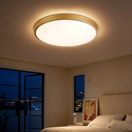 Brilagi - LED prigušiva plafonska svetiljka GLASS POOL DOUBLE LED/60W/230V 3000-6000K 50 cm zlatna + daljinski upravljač