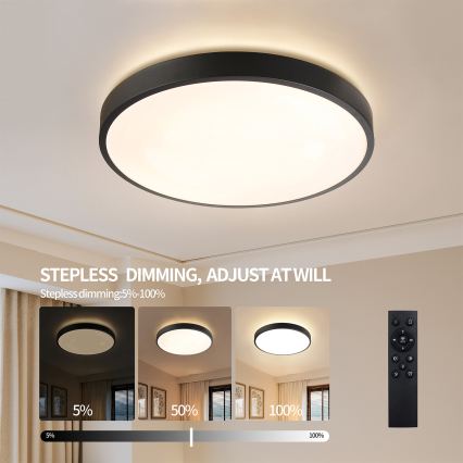 Brilagi - LED prigušiva plafonska svetiljka GLASS POOL DOUBLE LED/80W/230V 3000-6000K 60 cm crna + daljinski upravljač