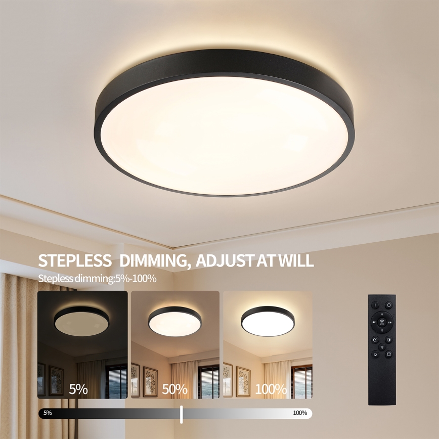 Brilagi - LED prigušiva plafonska svetiljka GLASS POOL DOUBLE LED/80W/230V 3000-6000K 60 cm crna + daljinski upravljač