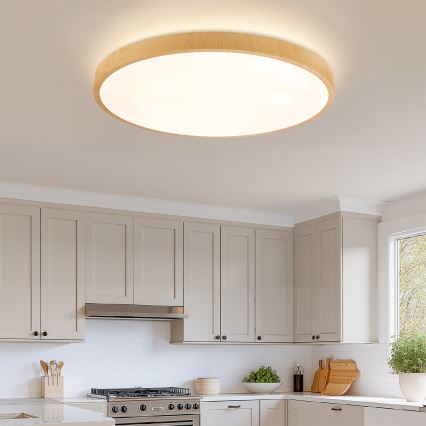 Brilagi - LED prigušiva stropna svetiljka GLASS POOL DOUBLE LED/80W/230V 3000-6000K 60 cm dekor drveta + daljinski upravljač