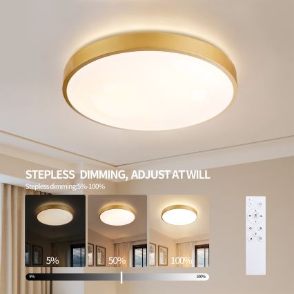 Brilagi - LED prigušiva plafonska lampa GLASS POOL DOUBLE LED/80W/230V 3000-6000K 60 cm zlatna + daljinski upravljač