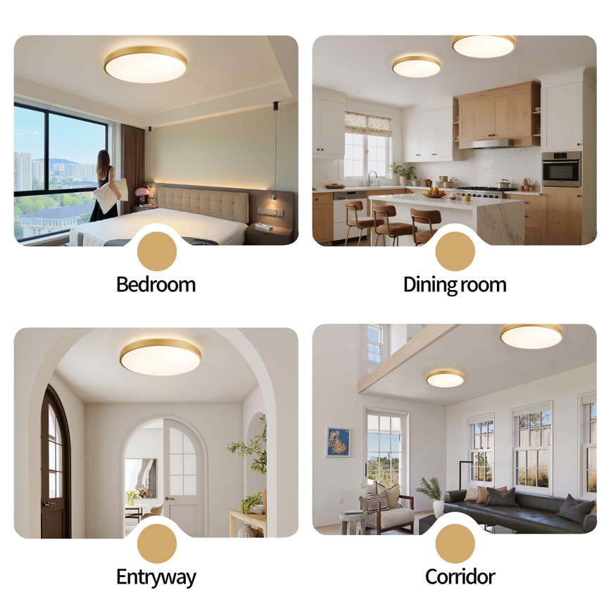 Brilagi - LED prigušiva plafonska lampa GLASS POOL DOUBLE LED/80W/230V 3000-6000K 60 cm zlatna + daljinski upravljač