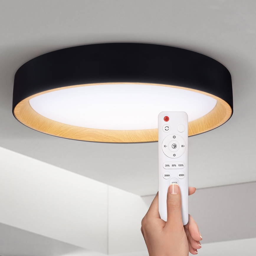 Brilagi - plafonska LED prigušiva svetiljka LARIOS LED/48W/230V 3000-6500K prečnik 39 cm crna + daljinski upravljač