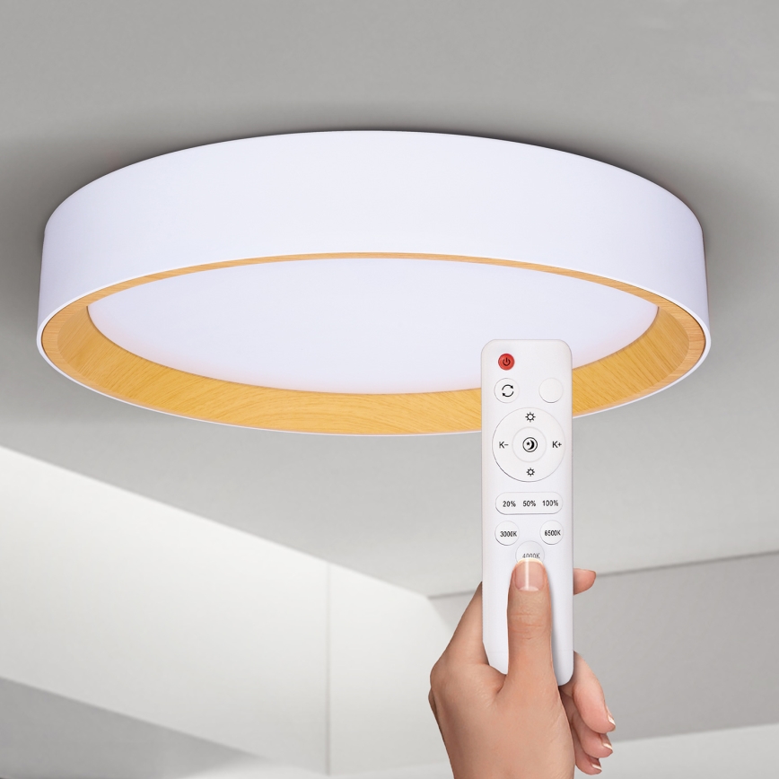 Brilagi - LED prigušiva plafonska svetiljka LARIOS LED/60W/230V 3000-6500K fi 49 cm bela + daljinsko upravljanje