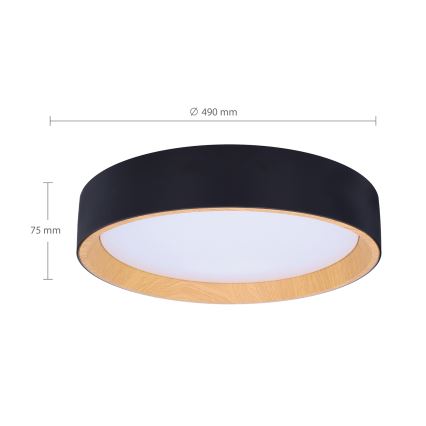 Brilagi - LED prigušiva stropna svetiljka LARIOS LED/60W/230V 3000-6500K prečnik 49 cm crna + daljinski upravljač