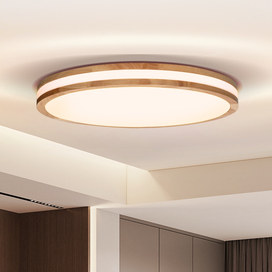 BRILAGI - LED prigušiva stropna svetiljka MOLINA LED/60W/230V 3000-6500K hrast, prečnik 58 cm + daljinski upravljač