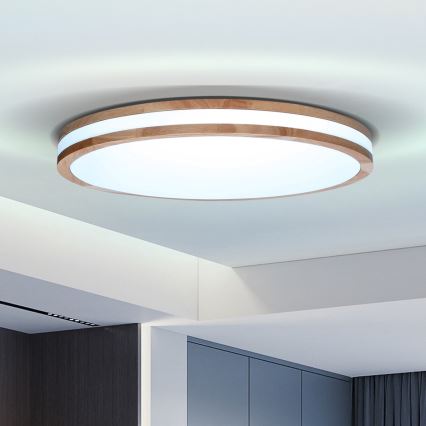 BRILAGI - LED prigušiva stropna svetiljka MOLINA LED/60W/230V 3000-6500K hrast, prečnik 58 cm + daljinski upravljač