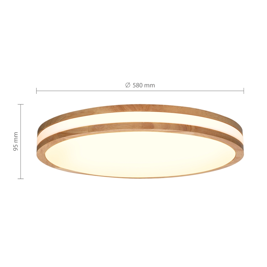 BRILAGI - LED prigušiva stropna svetiljka MOLINA LED/60W/230V 3000-6500K hrast, prečnik 58 cm + daljinski upravljač