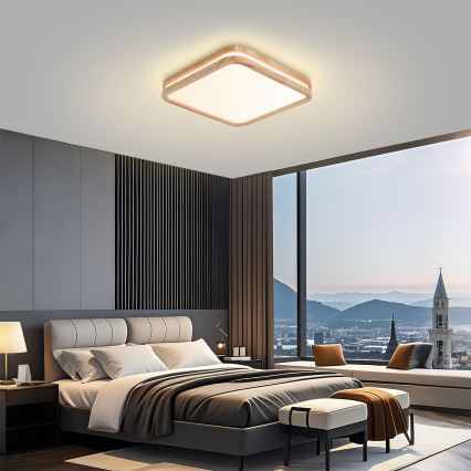 BRILAGI - LED prigušiva plafonska svetiljka MOLINA SQUARE LED/48W/230V 3000-6000K hrast 40x40 cm + daljinski upravljač