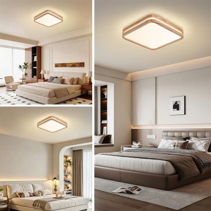 BRILAGI - LED prigušiva plafonska svetiljka MOLINA SQUARE LED/48W/230V 3000-6000K hrast 40x40 cm + daljinski upravljač