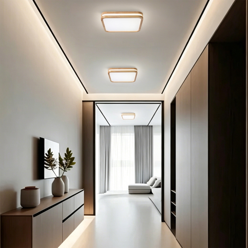 BRILAGI - LED prigušiva plafonska svetiljka MOLINA SQUARE LED/48W/230V 3000-6000K hrast 40x40 cm + daljinski upravljač