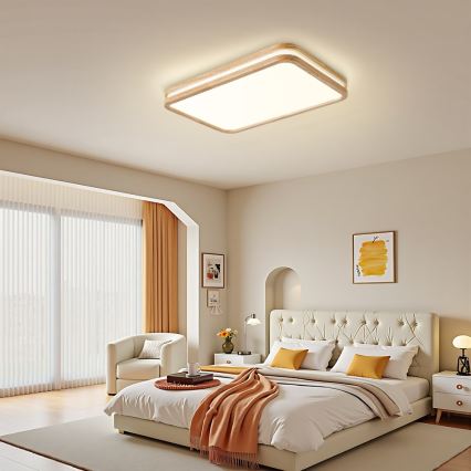 BRILAGI - prigušiva LED stropna svetiljka MOLINA SQUARE LED/54W/230V 3000-6000K hrast 60x40 cm + daljinski upravljač