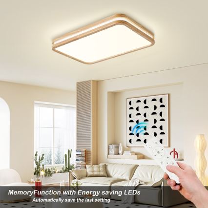 BRILAGI - prigušiva LED stropna svetiljka MOLINA SQUARE LED/54W/230V 3000-6000K hrast 60x40 cm + daljinski upravljač