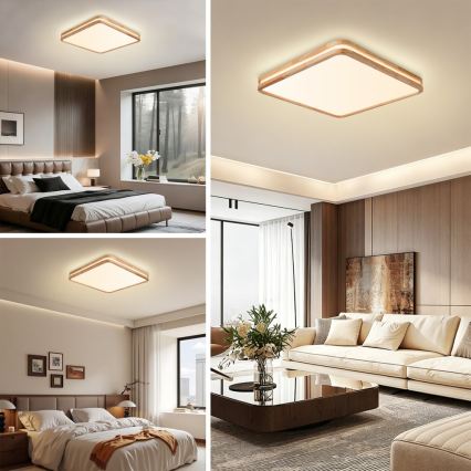 BRILAGI - LED prigušiva plafonska svetiljka MOLINA SQUARE LED/80W/230V 3000-6000K hrast 60x60 cm + daljinski upravljač