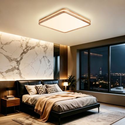 BRILAGI - LED prigušiva plafonska svetiljka MOLINA SQUARE LED/80W/230V 3000-6000K hrast 60x60 cm + daljinski upravljač