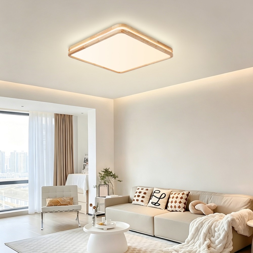 BRILAGI - LED prigušiva plafonska svetiljka MOLINA SQUARE LED/80W/230V 3000-6000K hrast 60x60 cm + daljinski upravljač